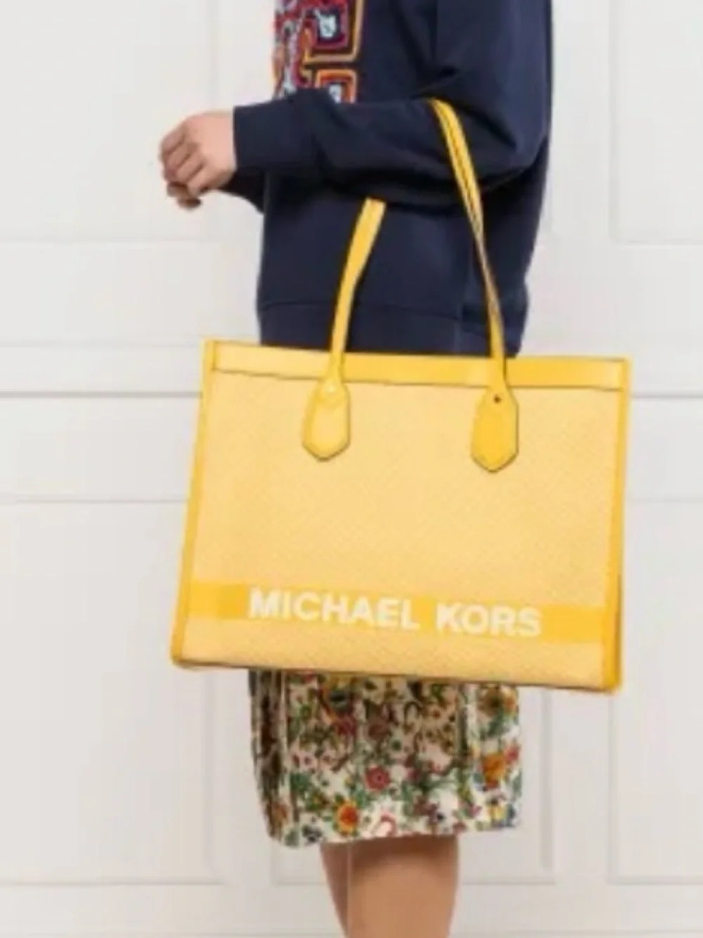 Michael Kors Yellow Logo-Trim Canvas Tote
